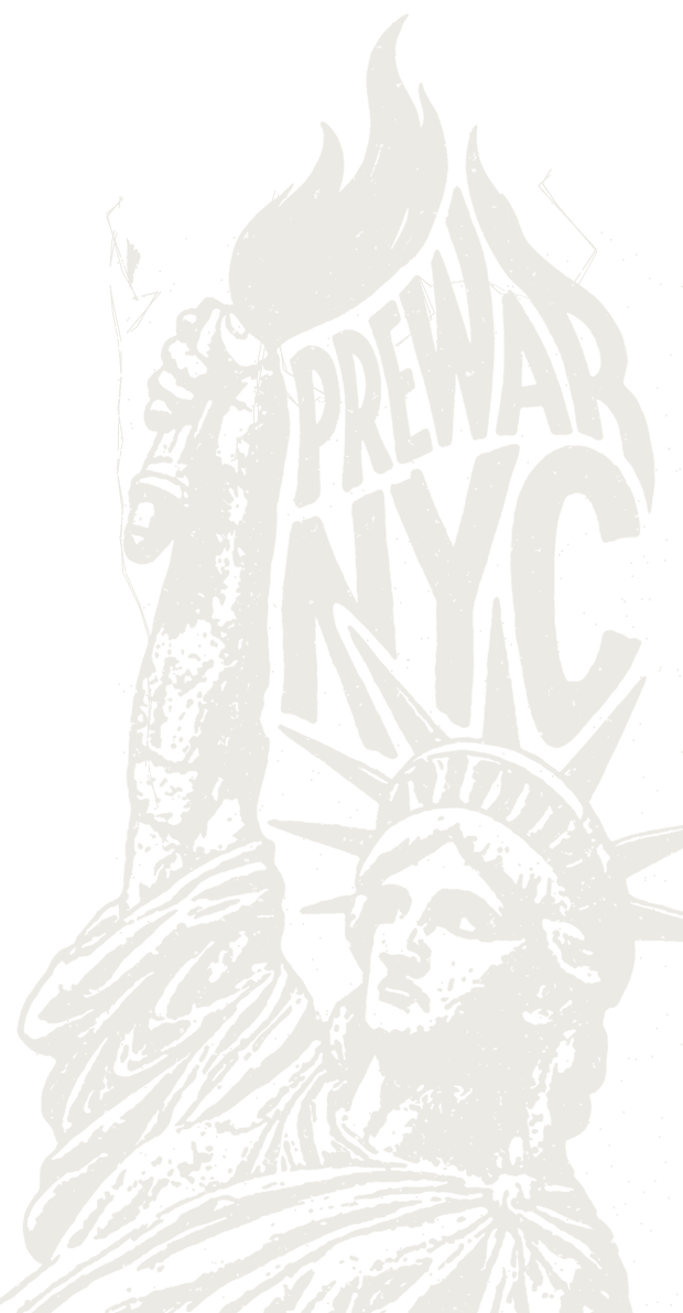 PREWAR NYC lettering in the flame of the Statue of Liberty's torch